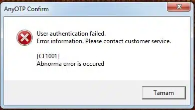 CE1001 Hata Ekranı