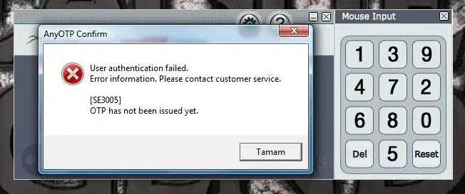 SE3005 Hata Ekranı